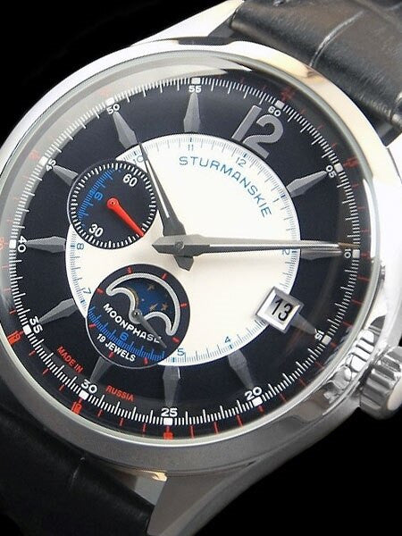 Sturmanskie Moonphase, Russian Manual Winding Mechanical Watch with 42mm Stainless Steel Case #1845988