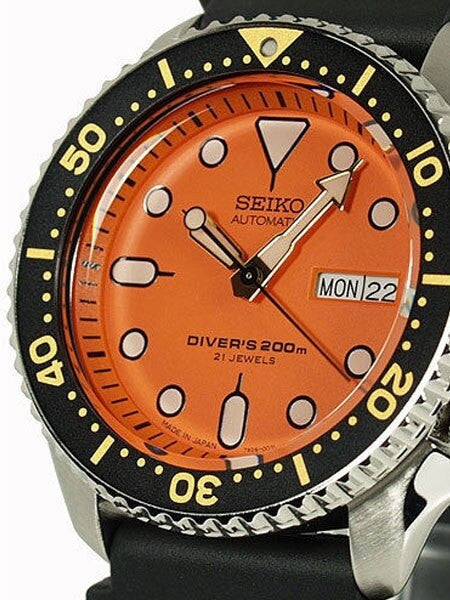 Seiko Automatic Dive Watch with Offset Crown and Rubber Dive Strap #SKX011J1