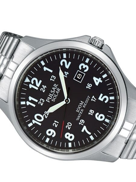 Pulsar Solar Powered Quartz Aviator Style Watch with 42mm Case #PX3069