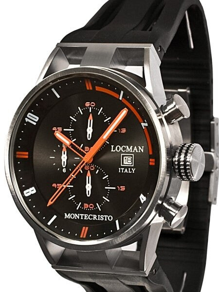 Locman Montecristo 100 Meter Quartz Chronograph Watch with 44mm Case #510BKORBK