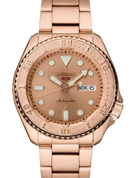 Seiko 5 Sports 24-Jewel Automatic Watch with Rose Goldtone Case, Dial, Bracelet #SRPE72