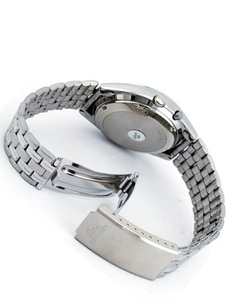 Orient Automatic Watch with Louver-Like Brown Dial, Day-Date and SS Bracelet #EM0401PU