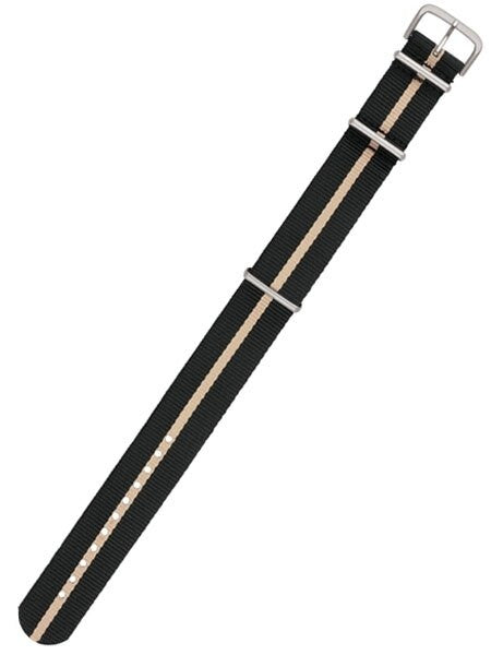 Traser OEM Black with Beige Stripe Nylon Watch Strap #Traser5