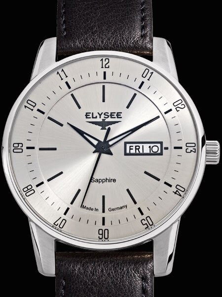 Elysee Thin 42mm Quartz Dress Watch with Sapphire Crystal and Day-Date Window #86000