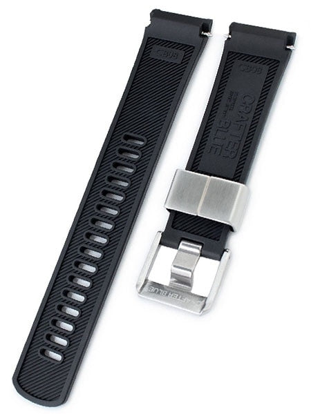 Crafter Blue 22mm Curved-End Rubber Watch Strap for Seiko Turtle #CB08-A