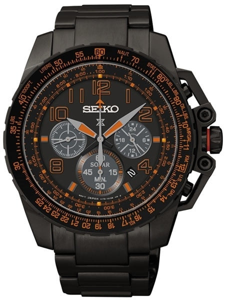 Seiko Prospex Solar Powered Quartz Flight Chronograph Watch with