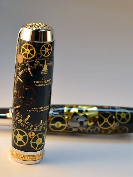 Artisan Crafted Collectable Pen made with a Breitling dial and assorted gears, cogs, screws and bridges #WPP301RB