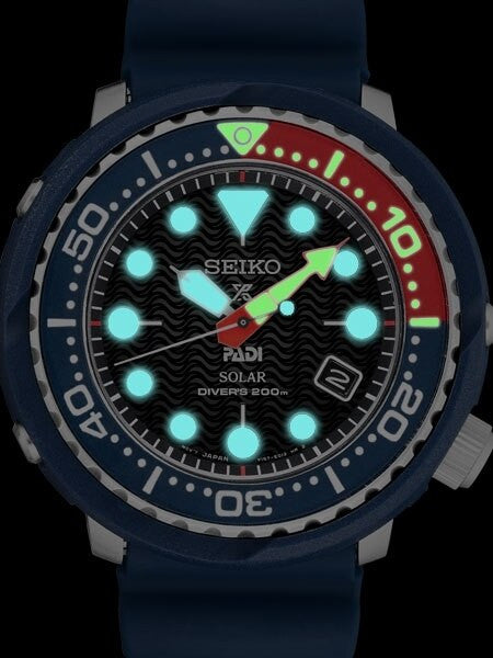 Seiko Prospex Solar Powered Blue PADI Dive Watch with Case Shroud