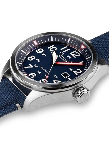 Citizen Military Watch Eco-Drive Blue Dial with Blue Nylon Strap #AW5000-16L