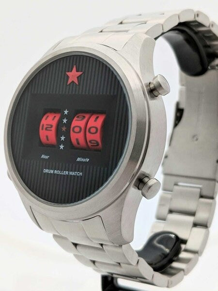 Red Star Quartz Drum Roller Watch with 44mm Case #8395G-B