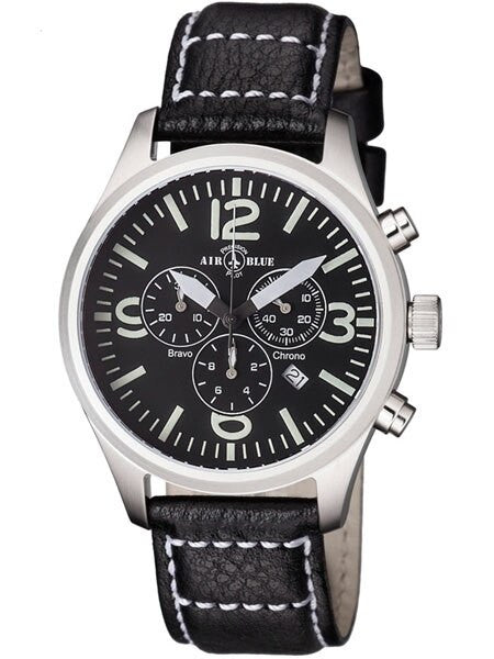 Air Blue Bravo Chronograph Pilot Watch with 44mm Case, Sapphire Crystal #BRAVOCHRONOSS