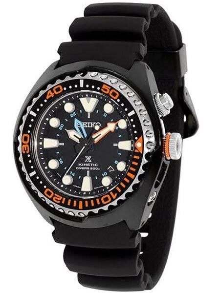 Seiko Prospex Kinetic Black Ion-Plated 47.5mm GMT Dive Watch  #SUN023