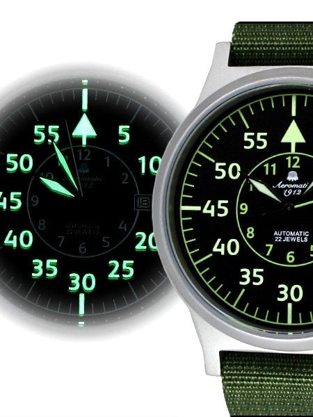 Aeromatic 1912 Beobachter Aviator Automatic Watch with Onion Crown #A1354