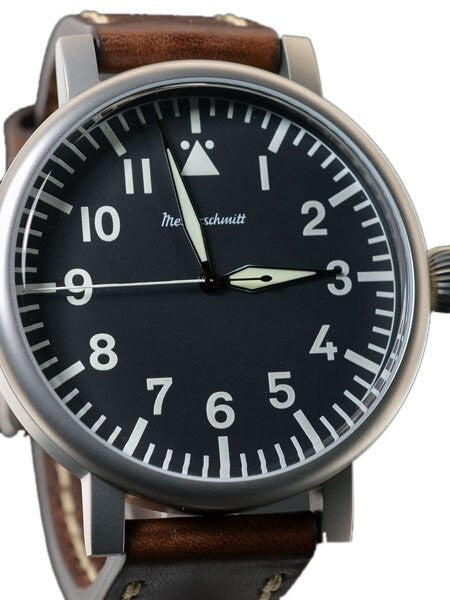 Messerschmitt Jumbo Fliegeruhr Watch with Aviator Leather Strap #ME-55DB