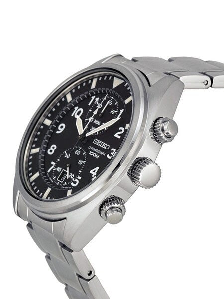 Seiko Black Dial, Two-Eye Quartz Chronograph with 60-Minute Stopwatch #SNN231P1