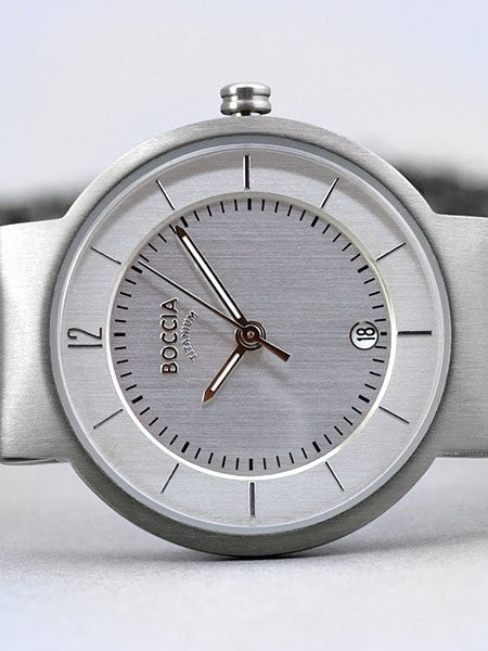 Boccia Ladies Silver Quartz Watch with Titanium Case and Matching Bracelet #3123-01