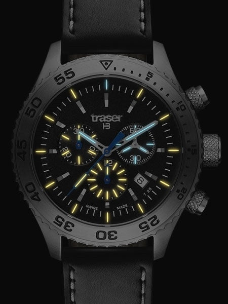 Traser Swiss Made Aurora Chronograph Watch with 46mm SS Case #106832