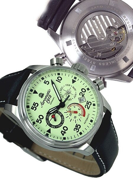 Aeromatic 1912 Calendar Watch with Luminous Dial #A1419 — Long
