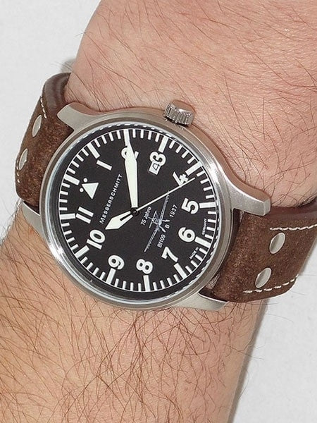 Messerschmitt Fliegeruhr Watch with Aviator Leather Strap #ME-42BF-109