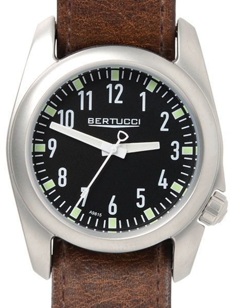 Bertucci Ventara Stainless Steel Field Watch with a USA Horween leather Strap #11075