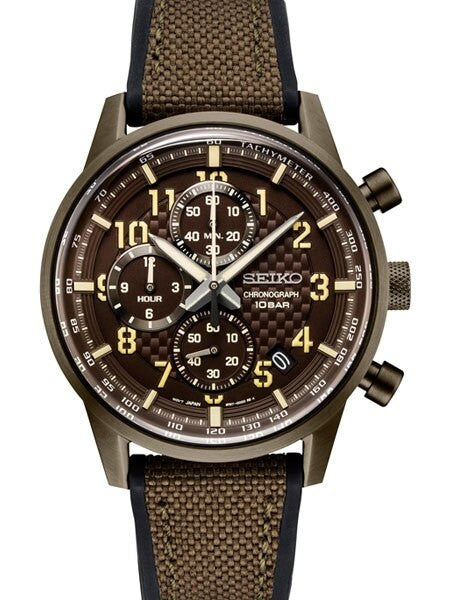 Seiko Quartz Chronograph with Stop-Watch and 12-hour Totalizer #SSB371