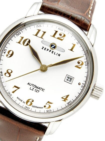 Graf Zeppelin Automatic, Date Watch with Gold Tone Applied Numbers #7656-1
