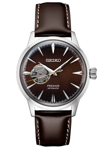Seiko Presage Brown Automatic Dress Watch with Open Heart #SSA407