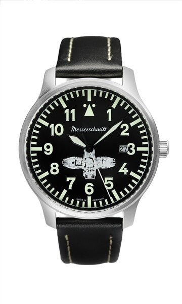 Messerschmitt Fliegeruhr Watch with Leather Strap #ME-Boxer3