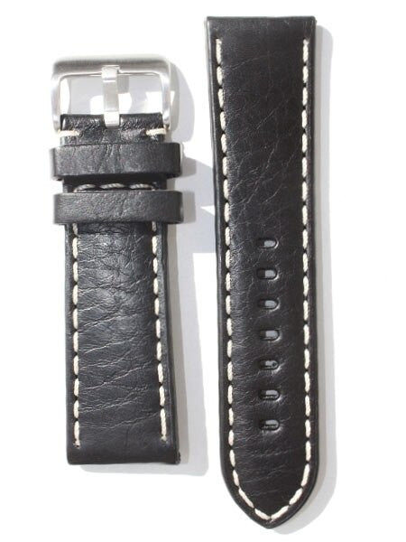 Toscana PANERAI Style Black Italian Leather Strap with Contrasting Stitching #LBV-98230