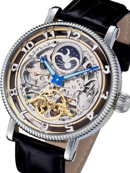 Rougois Dual Time Zone Skeleton Automatic Watch with Day/Night DialRMAL33