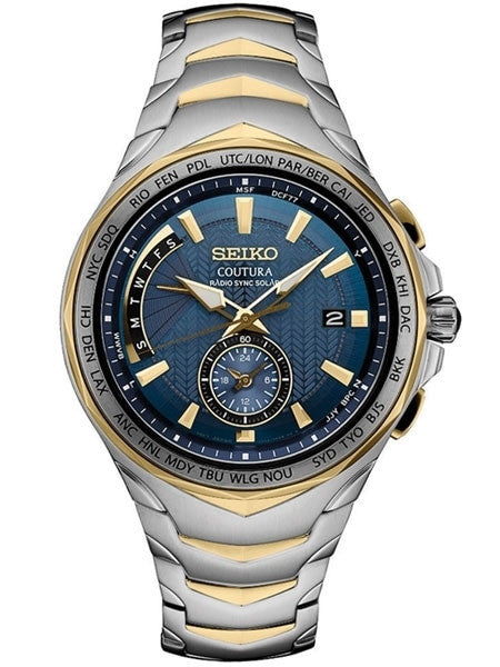 Seiko Coutura Radio Sync, Solar Powered, Dual Time, World Time Watch #SSG020