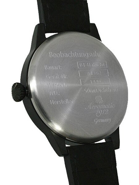 Aeromatic 1912 Retro Styled Quartz Watch, Black PVD Case #A1367