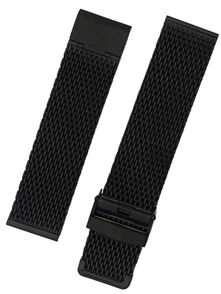 STAIB Polished Finish Black IP Milanaise Mesh Bracelet #ST-BK-2906-20814SBL (Straight End, 22mm)
