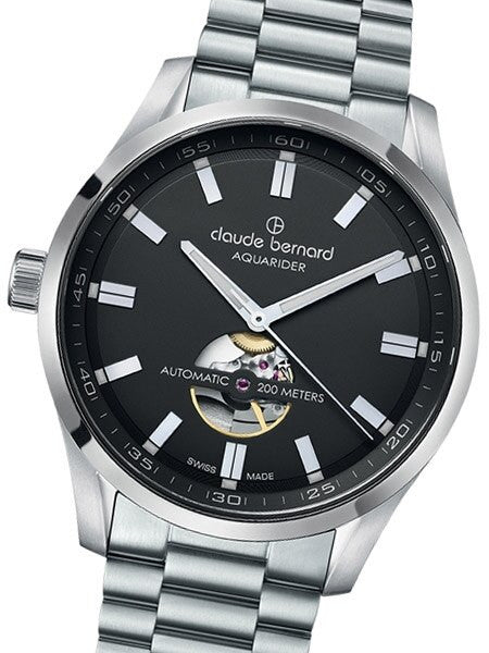 Claude Bernard Swiss Made Automatic Open-Heart Aquarider Watch #85026-3M-NV