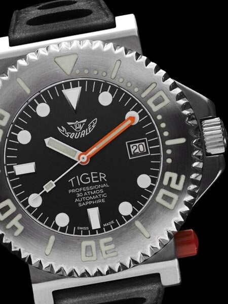 Squale Tiger, Limited Edition Swiss Automatic 300 Meter Dive watch with Locking Bezel #Tiger-Black