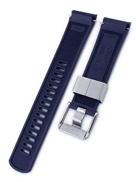 Crafter Blue 22mm Curved-End Rubber Watch Strap for Seiko Turtle #CB08-B