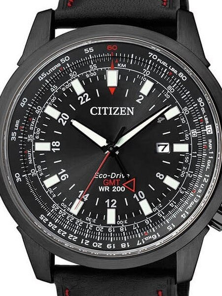 Citizen Eco-Drive Aviator GMT Watch with Inner Slide Rule Bezel #BJ7075-02E