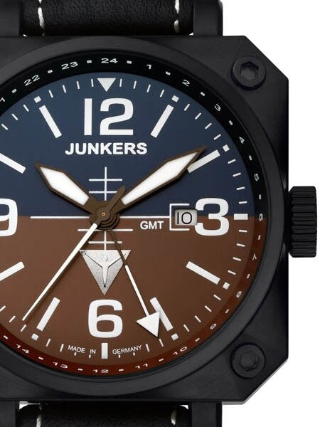 Junkers Horizon Airplane Cockpit Quartz Controlled GMT Watch #6742-4