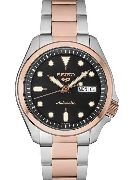 Seiko 5 Sports 24-Jewel Automatic Watch with Black Dial and Two-Tone Bracelet #SRPE58