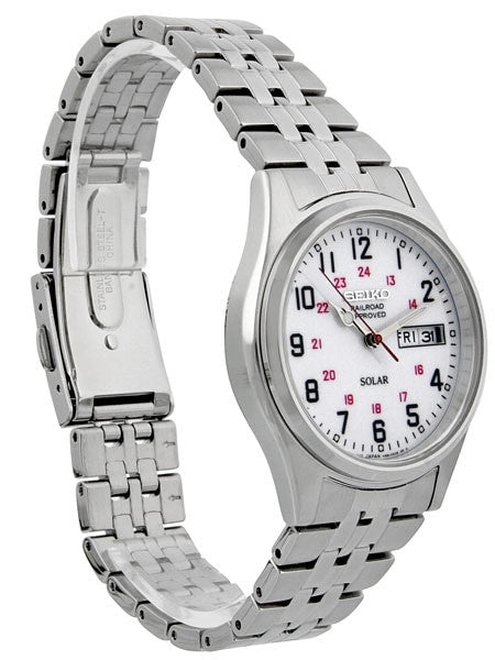 Seiko Railroad Approved Solar Watch with 37mm Case, 12 and 24 Hour Scale #SNE045