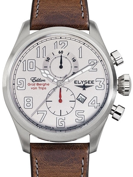 Elysee 46mm Kerpen Quartz Chronograph Watch with 60-minute Stopwatch and Sapphire Crystal #38007