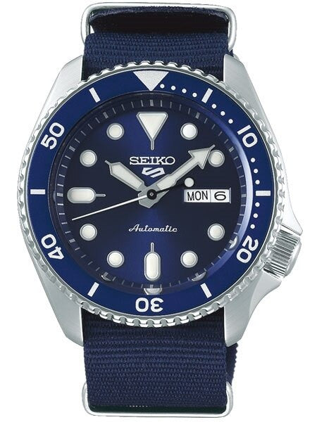 Seiko 5 Sports 24-Jewel Automatic Watch with Blue Dial and Nylon Strap #SRPD87