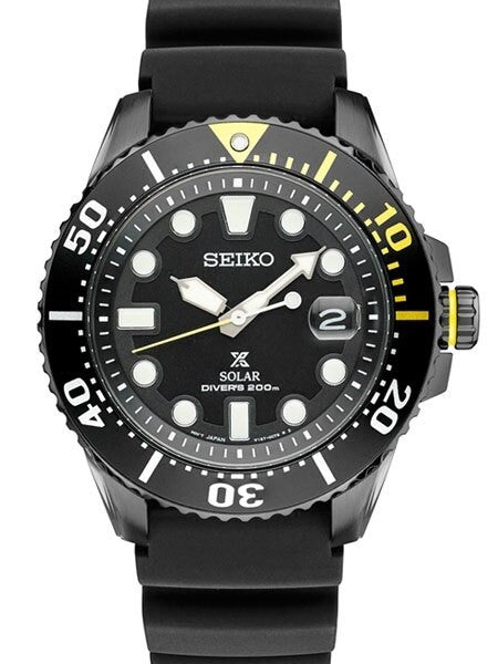 Seiko Prospex Solar Dive Watch with a 43.5mm Black ion Case and