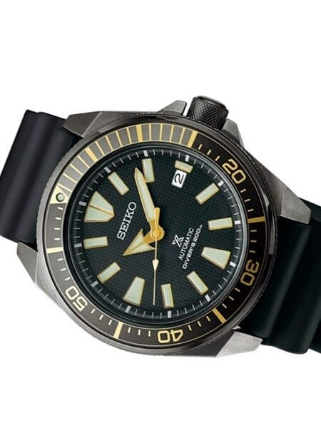 Seiko Samurai Prospex Automatic Dive Watch with Gun Metal Ion Plated Case and Rubber Dive Strap #SRPB55