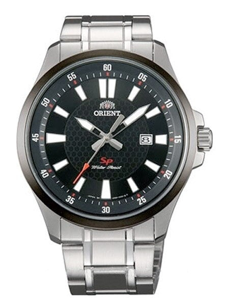 Orient Commander Quartz Watch with Honeycomb Black Dial and Bezel #UNE1001B