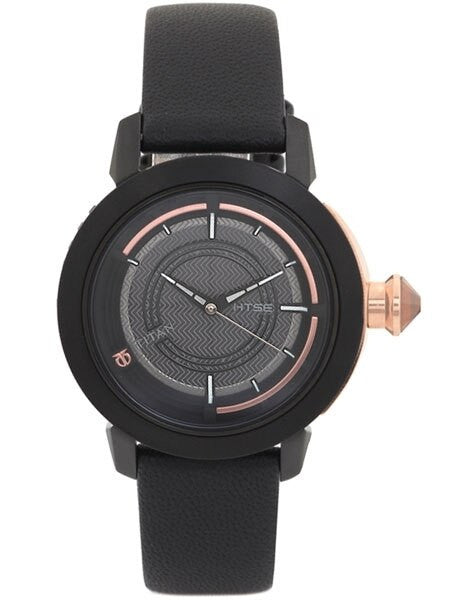 Titan HTSE Ladies Solar Powered Quartz Watch with Black PVD Case and Leather Strap #2525KL01