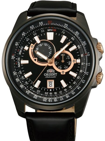 Orient Apex 21-Jewel Automatic Sport Watch with 24-Hour Sub-Dial, Black PVD Case #ET0Q002B