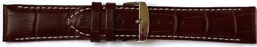 Brown Alligator-Grain Strap with white contrast stitching #RB9-21480