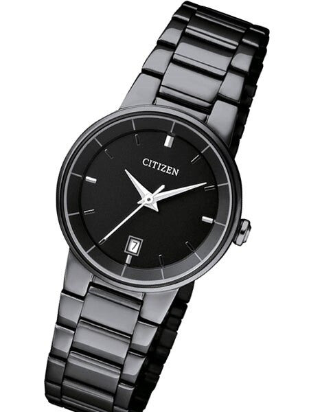 Citizen Quartz Black Ion, Thin Dress Watch with Matching Bracelet #EU6017-54E