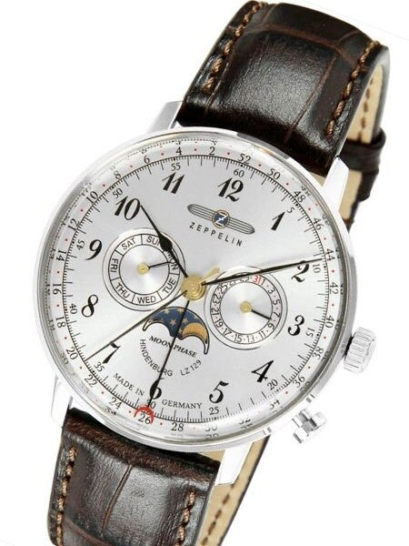 Scratch and Dent - Graf Zeppelin Hindenburg Swiss Quartz Moonphase Calendar Watch #7036-1